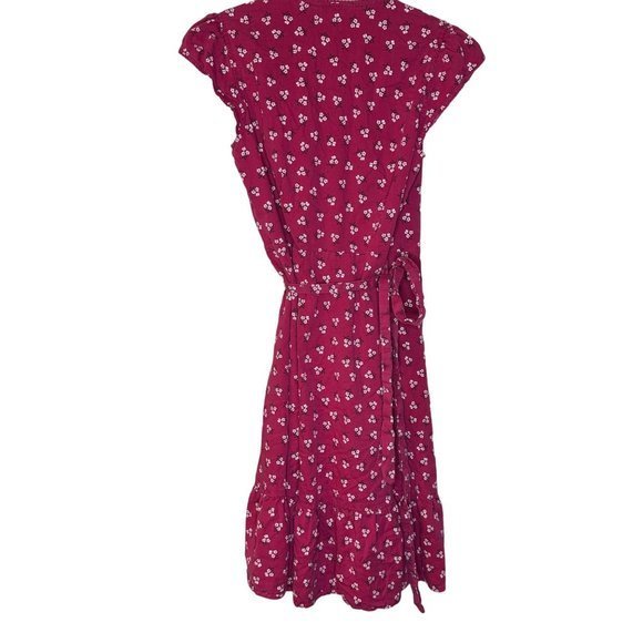 Draper James Magenta Floral Flounce Wrap Dress Size 2 - Picture 3 of 4